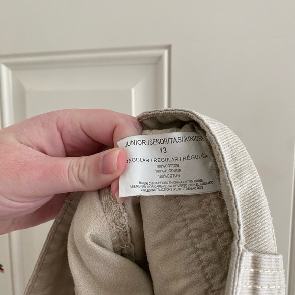 Vintage Y2K Lei Corduroy Tan Jean Shorts Mid Rise 13/14 Cream Bohemian Safari L - Picture 4 of 6